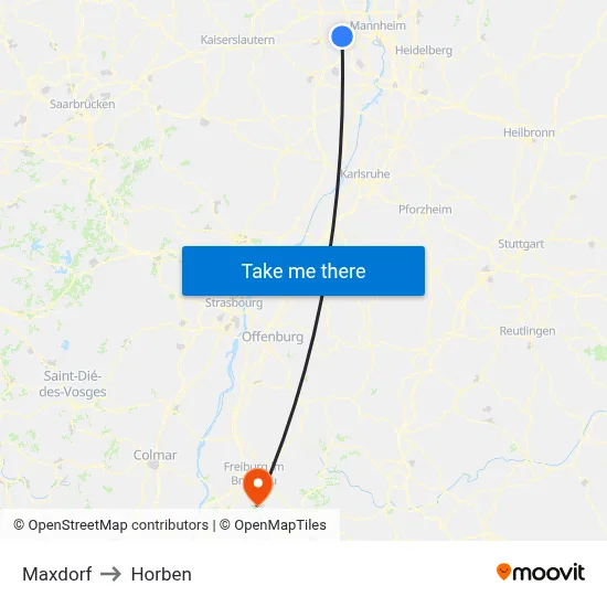 Maxdorf to Horben map