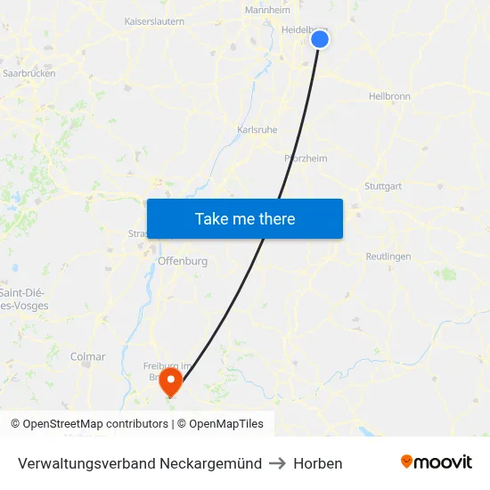 Verwaltungsverband Neckargemünd to Horben map