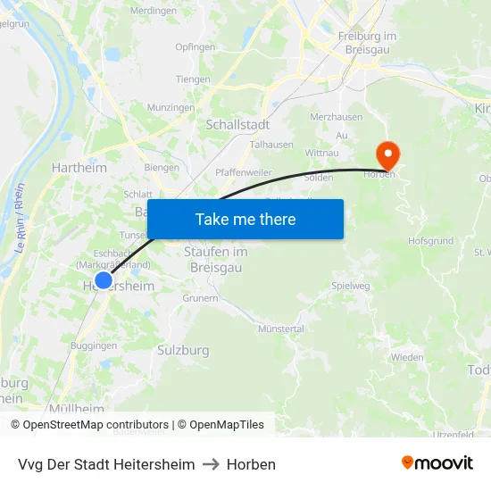 Vvg Der Stadt Heitersheim to Horben map