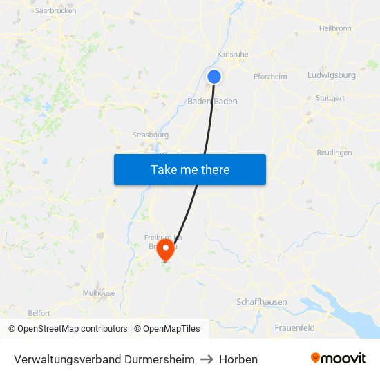 Verwaltungsverband Durmersheim to Horben map