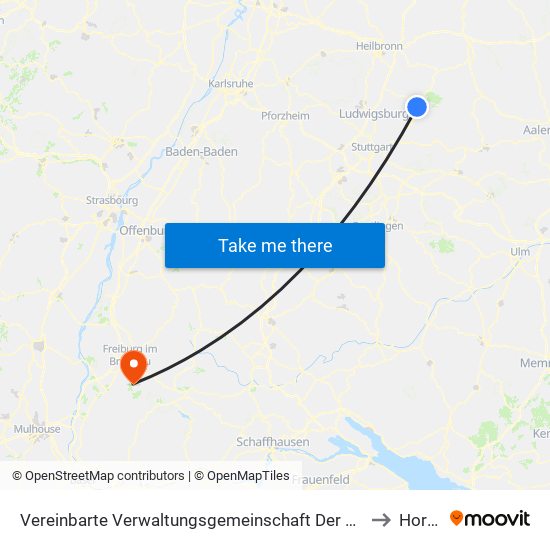 Vereinbarte Verwaltungsgemeinschaft Der Stadt Backnang to Horben map