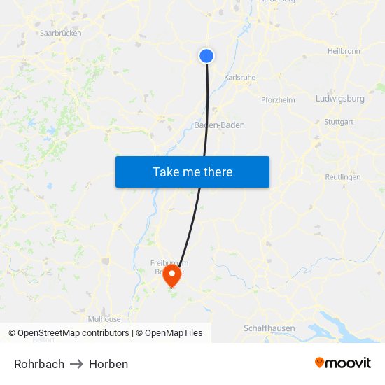 Rohrbach to Horben map