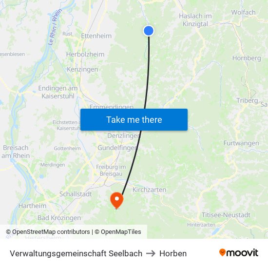 Verwaltungsgemeinschaft Seelbach to Horben map