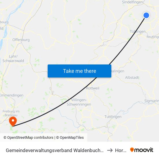 Gemeindeverwaltungsverband Waldenbuch/Steinenbronn to Horben map