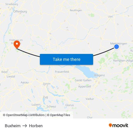 Buxheim to Horben map