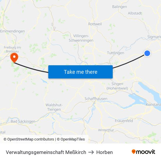 Verwaltungsgemeinschaft Meßkirch to Horben map