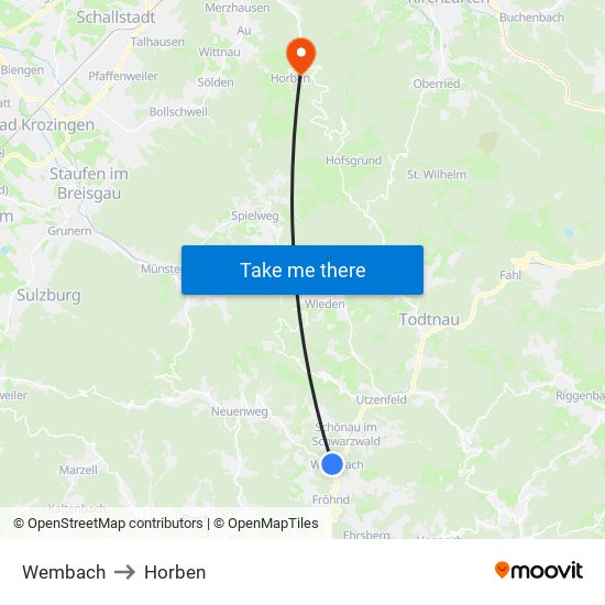 Wembach to Horben map