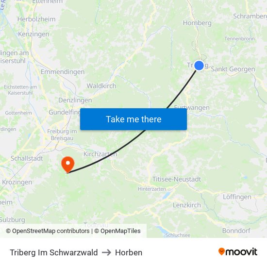 Triberg Im Schwarzwald to Horben map