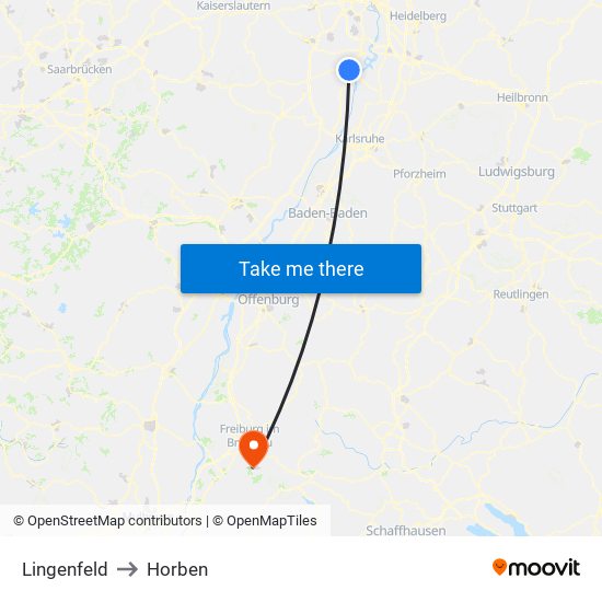 Lingenfeld to Horben map