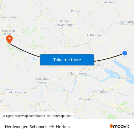 Herdwangen-Schönach to Horben map