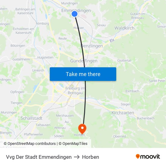 Vvg Der Stadt Emmendingen to Horben map