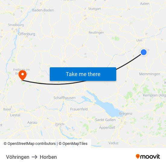 Vöhringen to Horben map