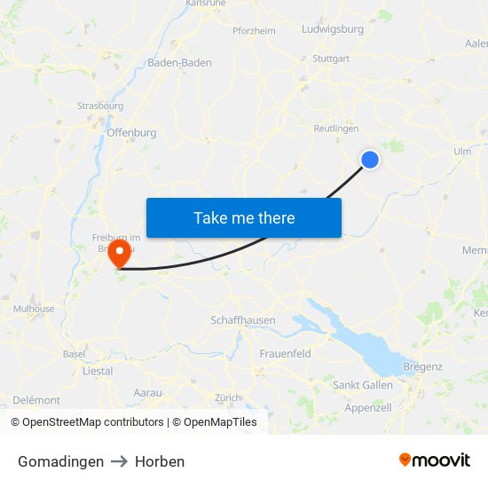 Gomadingen to Horben map