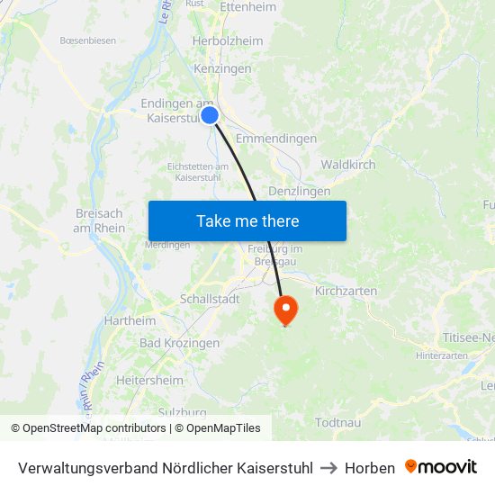 Verwaltungsverband Nördlicher Kaiserstuhl to Horben map