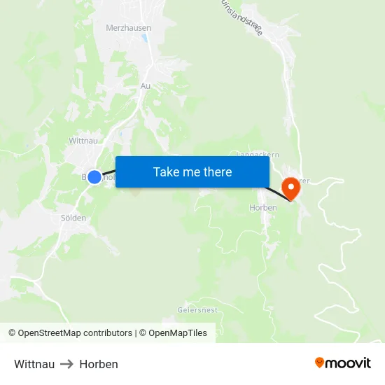 Wittnau to Horben map