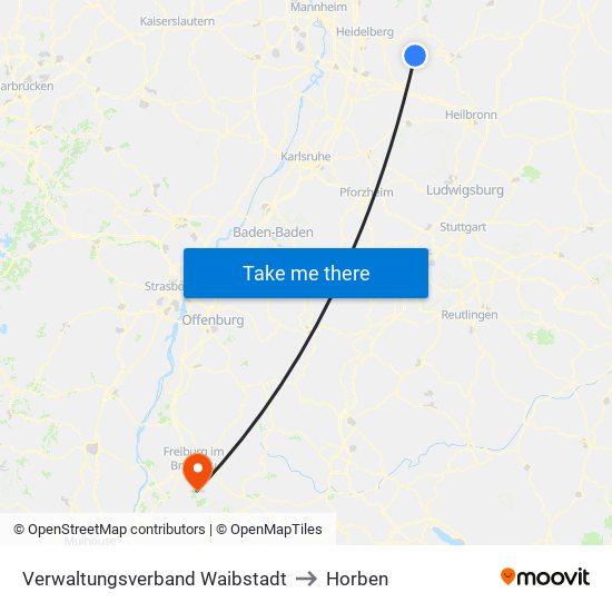 Verwaltungsverband Waibstadt to Horben map