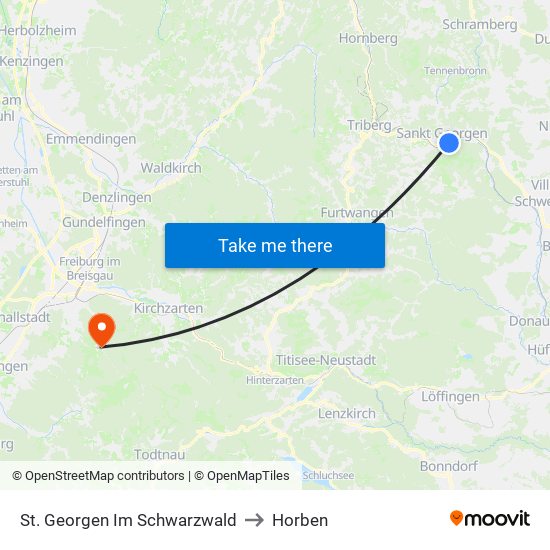 St. Georgen Im Schwarzwald to Horben map