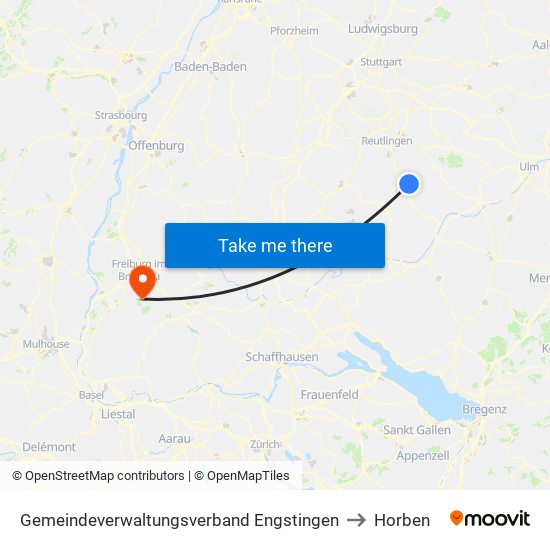 Gemeindeverwaltungsverband Engstingen to Horben map