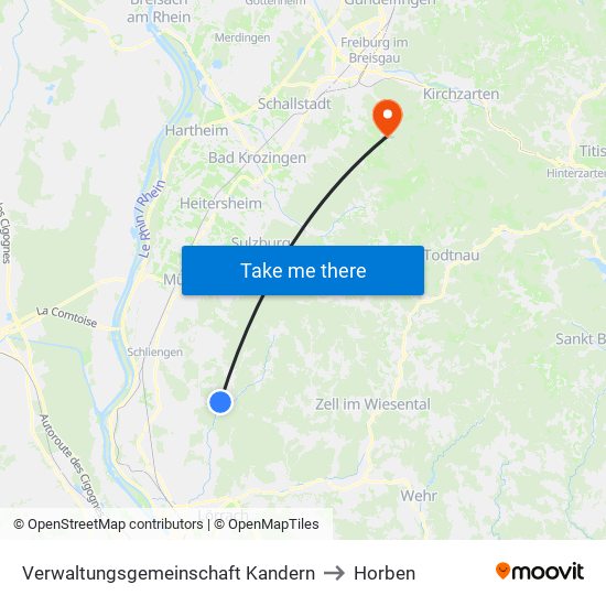 Verwaltungsgemeinschaft Kandern to Horben map