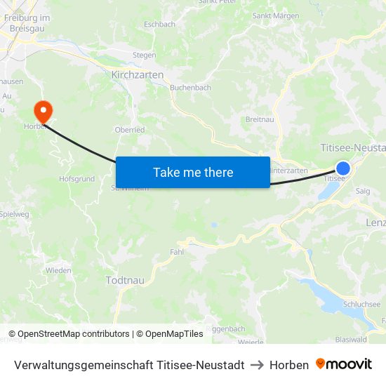 Verwaltungsgemeinschaft Titisee-Neustadt to Horben map