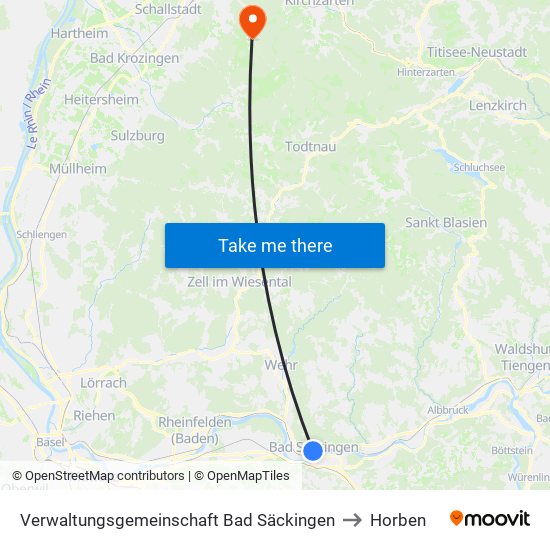 Verwaltungsgemeinschaft Bad Säckingen to Horben map