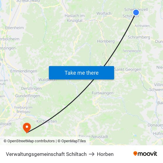 Verwaltungsgemeinschaft Schiltach to Horben map