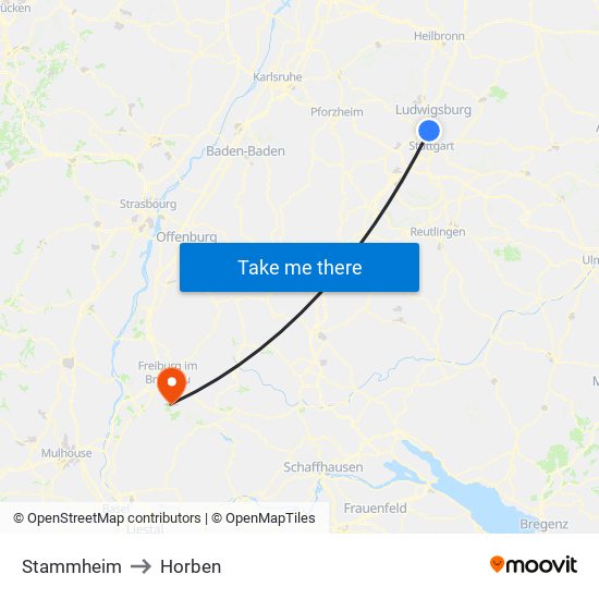 Stammheim to Horben map