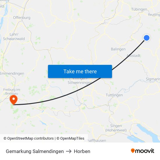 Gemarkung Salmendingen to Horben map