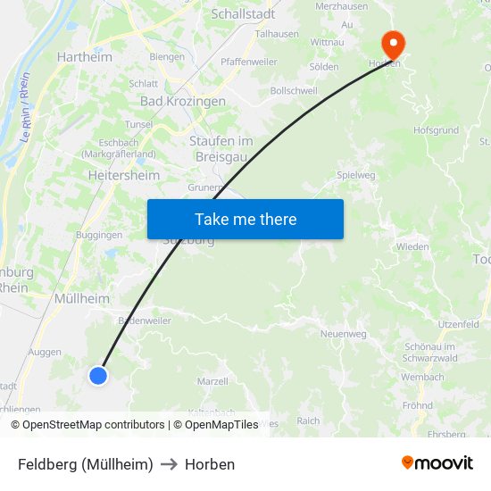 Feldberg (Müllheim) to Horben map