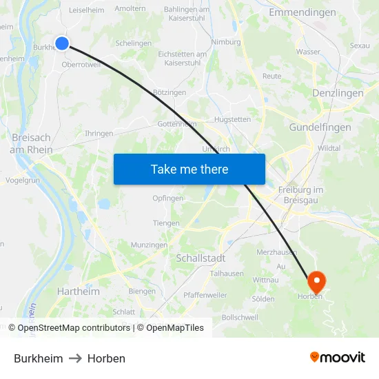 Burkheim to Horben map