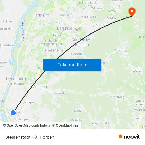Steinenstadt to Horben map