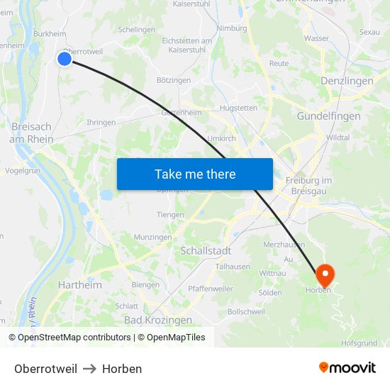 Oberrotweil to Horben map