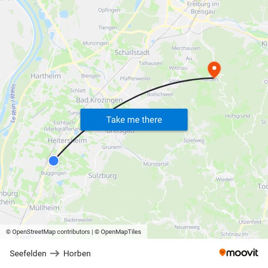 Seefelden to Horben map