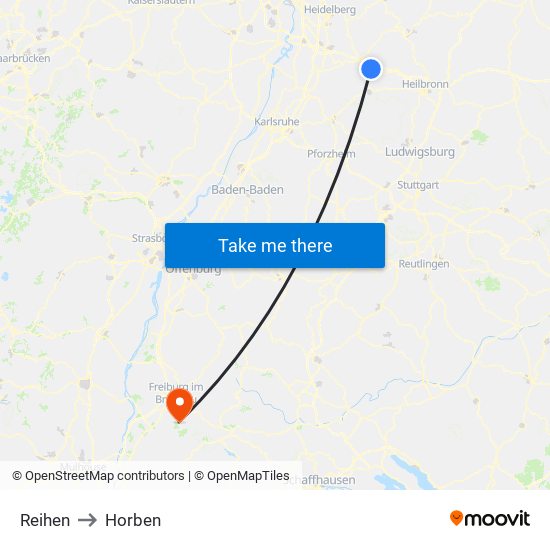 Reihen to Horben map