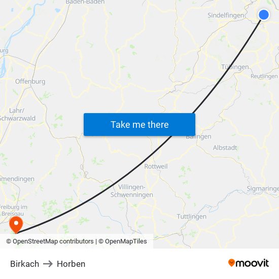 Birkach to Horben map