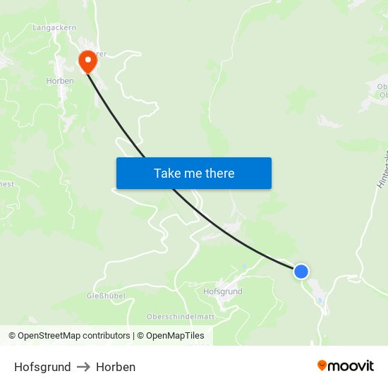 Hofsgrund to Horben map