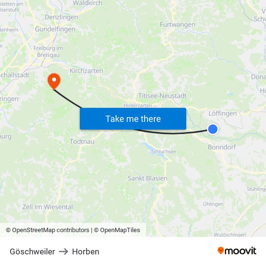 Göschweiler to Horben map