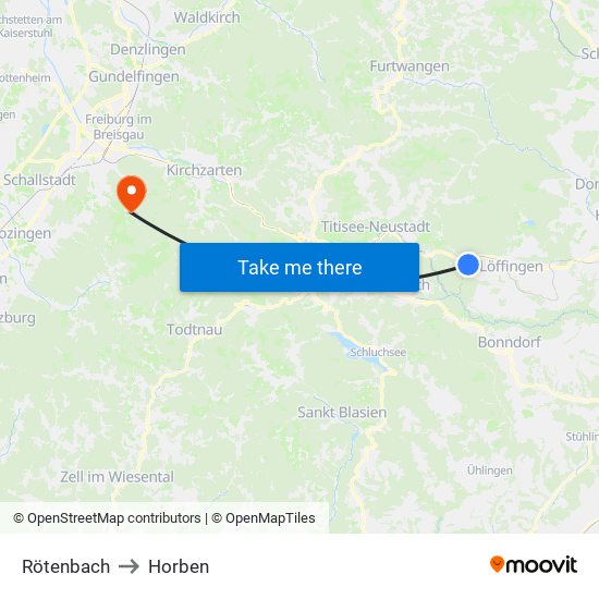 Rötenbach to Horben map