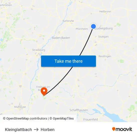 Kleinglattbach to Horben map