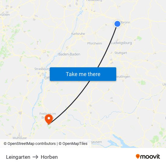 Leingarten to Horben map