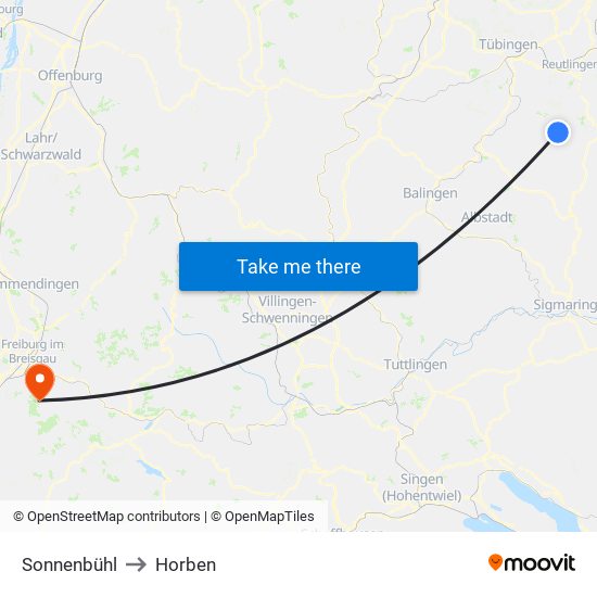 Sonnenbühl to Horben map