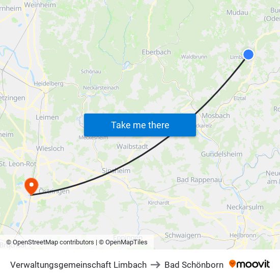 Verwaltungsgemeinschaft Limbach to Bad Schönborn map