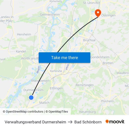 Verwaltungsverband Durmersheim to Bad Schönborn map