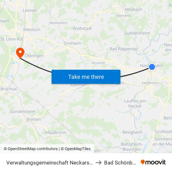 Verwaltungsgemeinschaft Neckarsulm to Bad Schönborn map