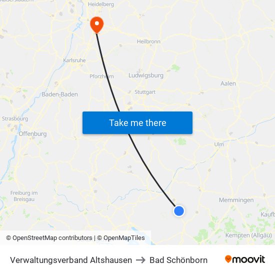 Verwaltungsverband Altshausen to Bad Schönborn map