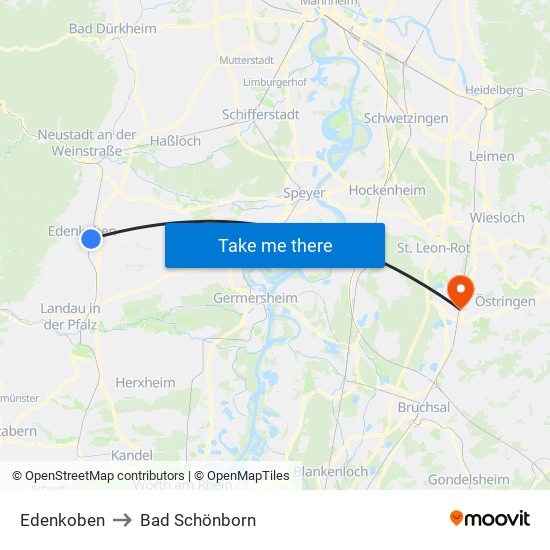 Edenkoben to Bad Schönborn map