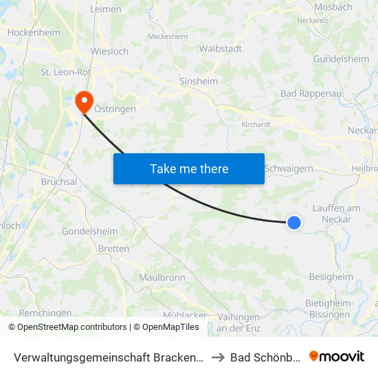 Verwaltungsgemeinschaft Brackenheim to Bad Schönborn map
