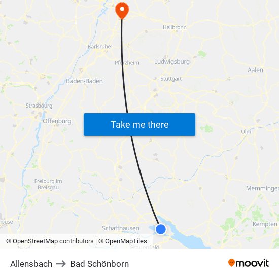 Allensbach to Bad Schönborn map