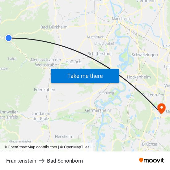 Frankenstein to Bad Schönborn map