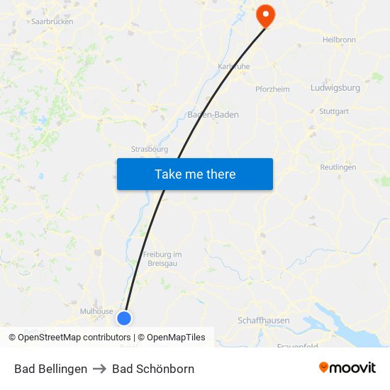 Bad Bellingen to Bad Schönborn map